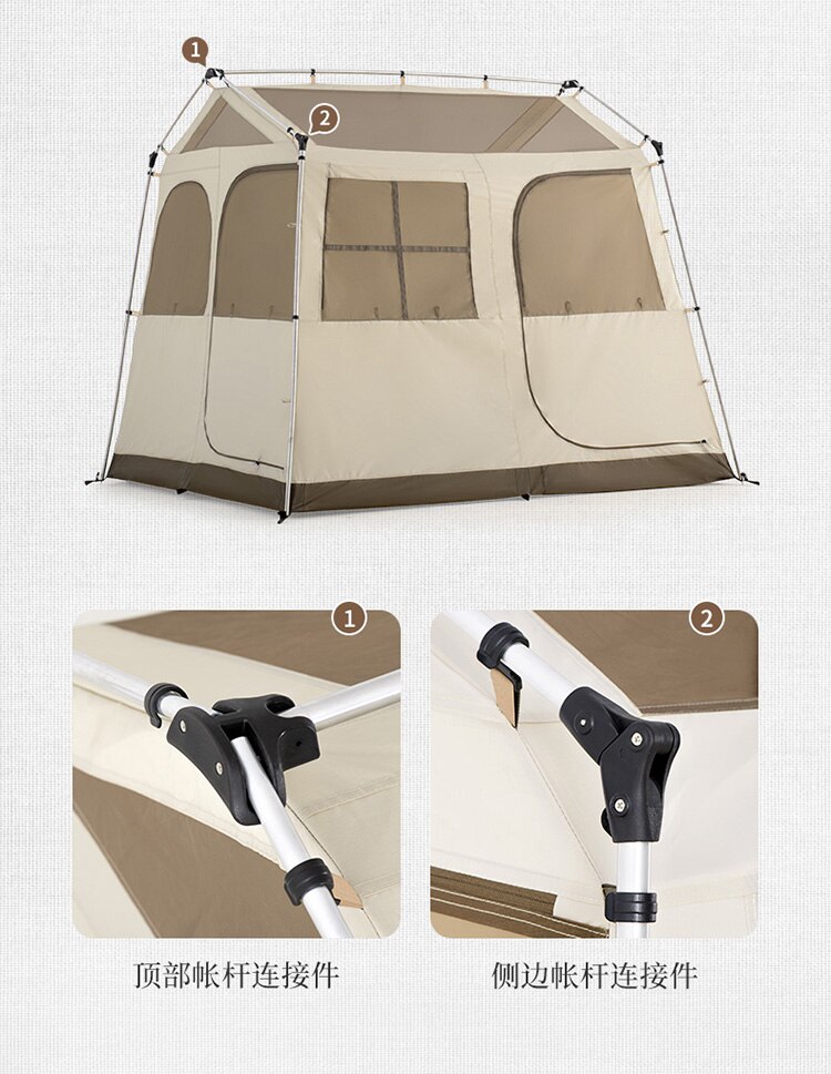 Cheap Goat Tents  Outdoor Camping Open 210D Windproof And Rainproof 3 4 People Portable Three door Double curtain Automatic Tent   